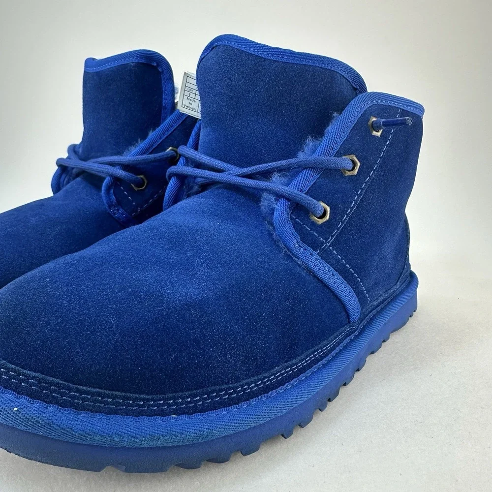 UGG Neumel Boot Cobalt Blue Suede Sheepskin Men's Size 9 With Box